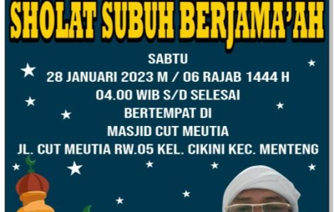 Yuk, Hadir di Forum Wasilah Shalat Subuh di Masjid Cut Meutia Hari Sabtu