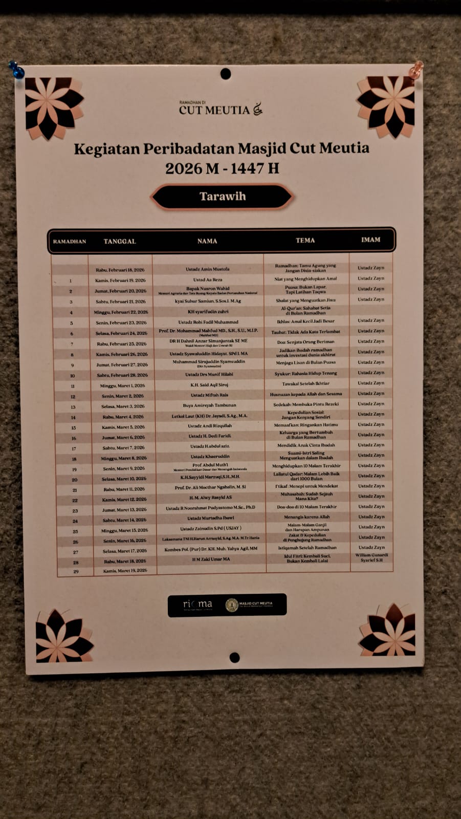 Jadwal Penceramah
